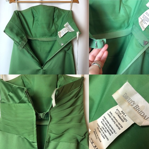 David’s Bridal Clover Green Strapless Satin Dress - Size 4 - Picture 13 of 15